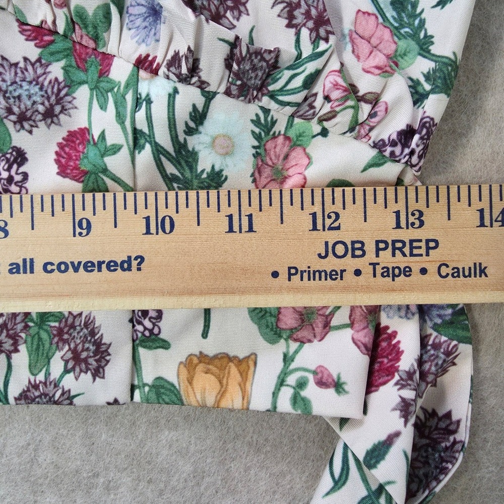Cider Floral Puff Sleeve Milkmaid Crop Top Sz S Tie Back Bow Cottage Coquette - Picture 5 of 8